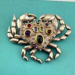 RARE Vintage Tiffany & Co. Crab Brooch with Etoile Gemstones 18k & Silver